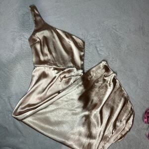 White Fox Willow Wrap Dress One Shoulder Formal Champagne S